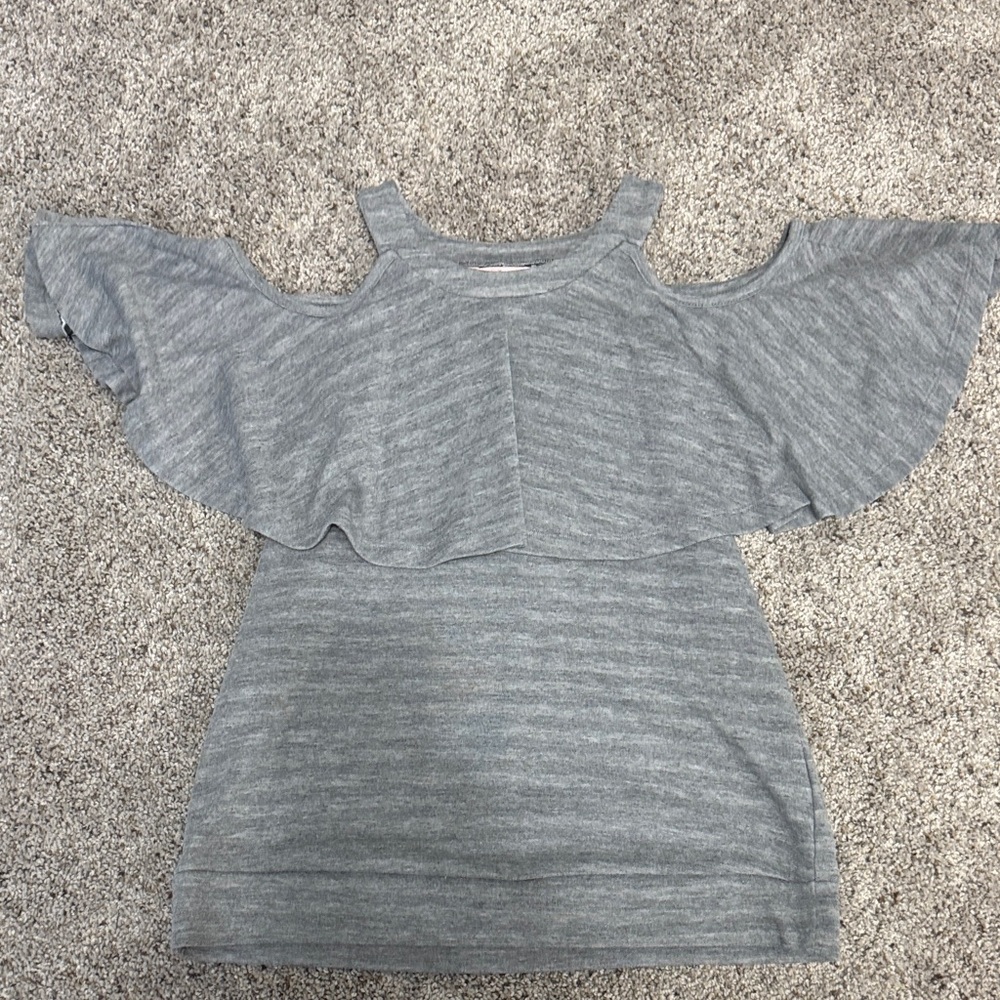 Juicy Couture Gray Cold-Shoulder Ruffle Top